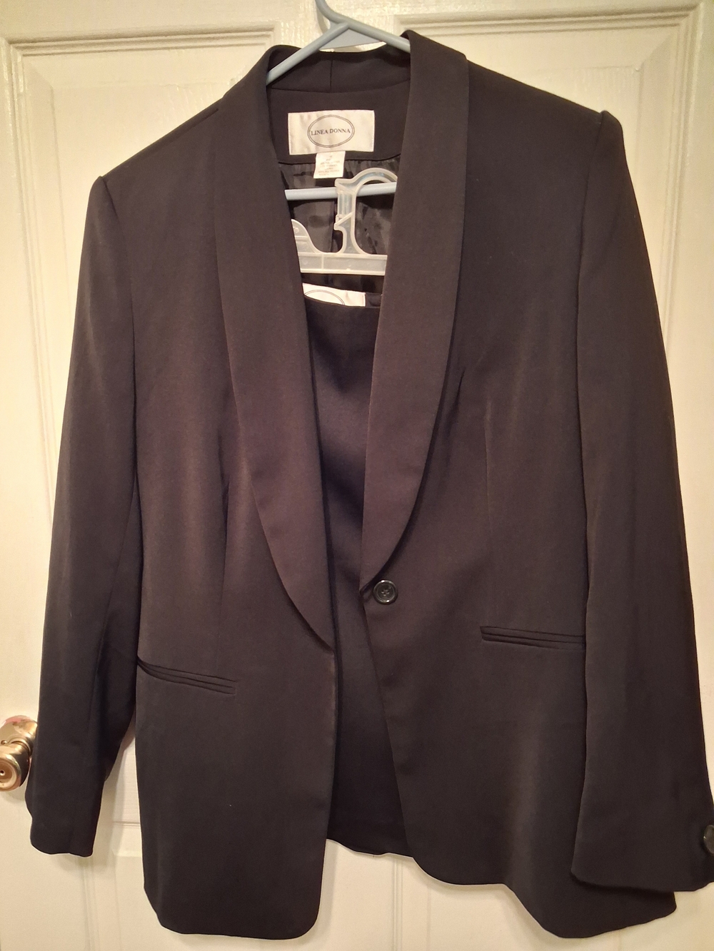 Women's Black Shawl Collar Suit With Lined Skirt